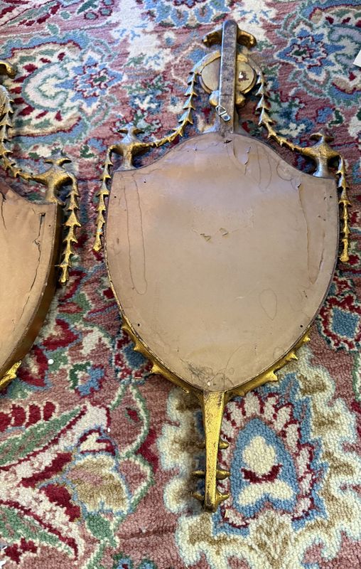 Art Deco Pair Blue Glass and Clear Glass Mirror Pair