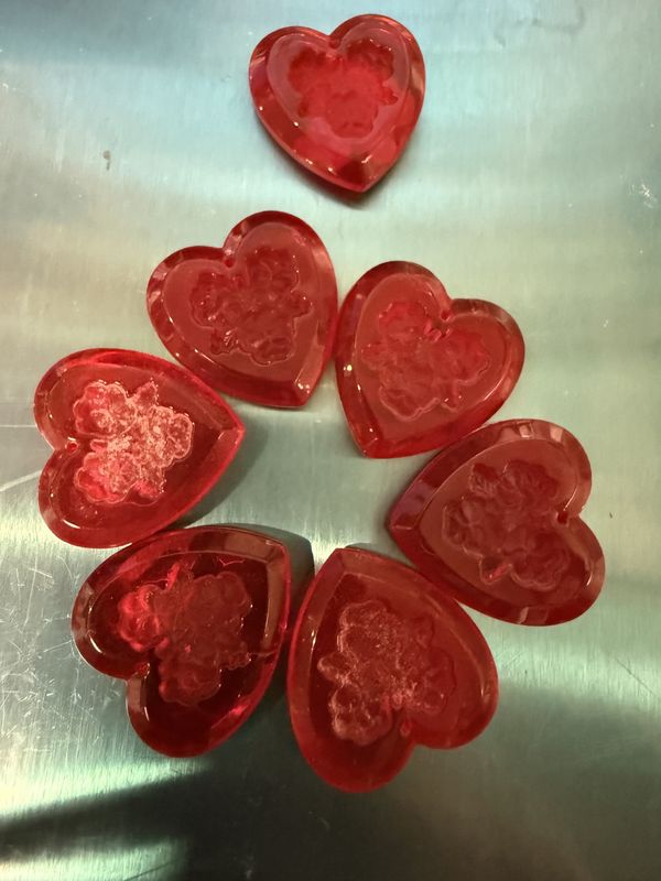 #2 Red Glass Heart Charm Drilled Front to Back EACH 2.99