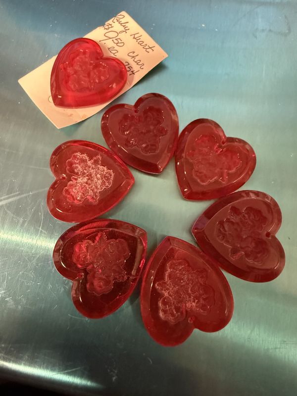 #2 Red Glass Heart Charm Drilled Front to Back EACH 2.99
