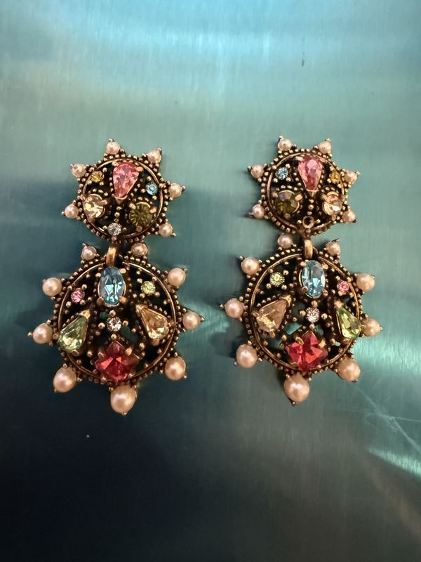 #11 Hollycraft Corp. 1961 Pastel Rhinestone Pair Earring Fronts for Repurposing