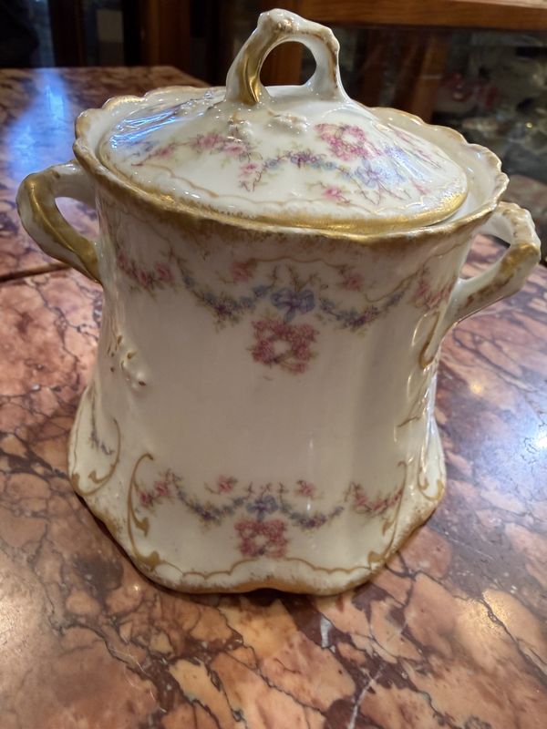 Theodore Haviland Limoge Small Cictorian Biscuit Jar Floral