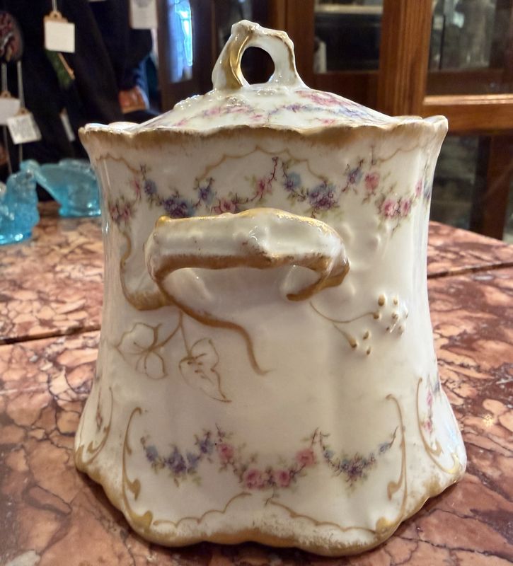 Theodore Haviland Limoge Small Cictorian Biscuit Jar Floral