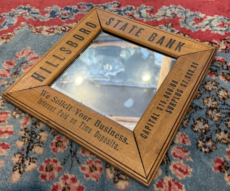 Victorian Wood Advertising Framed Mirror