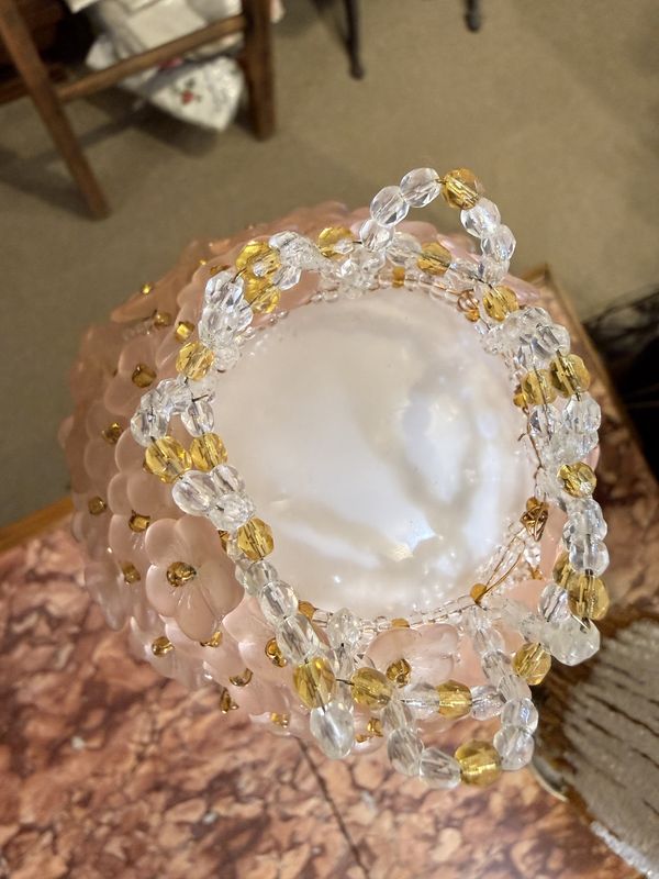 Czech Glass Pink Flower Light Bulb Shades EACH