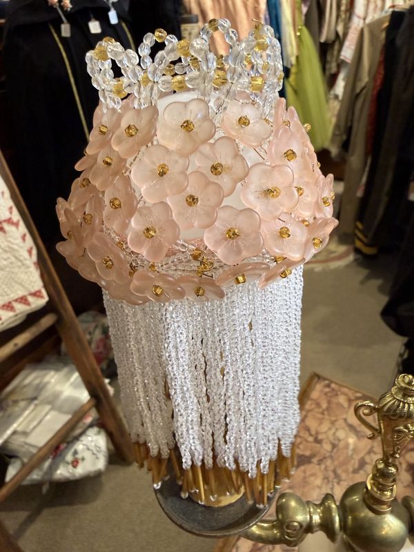Czech Glass Pink Flower Light Bulb Shades EACH