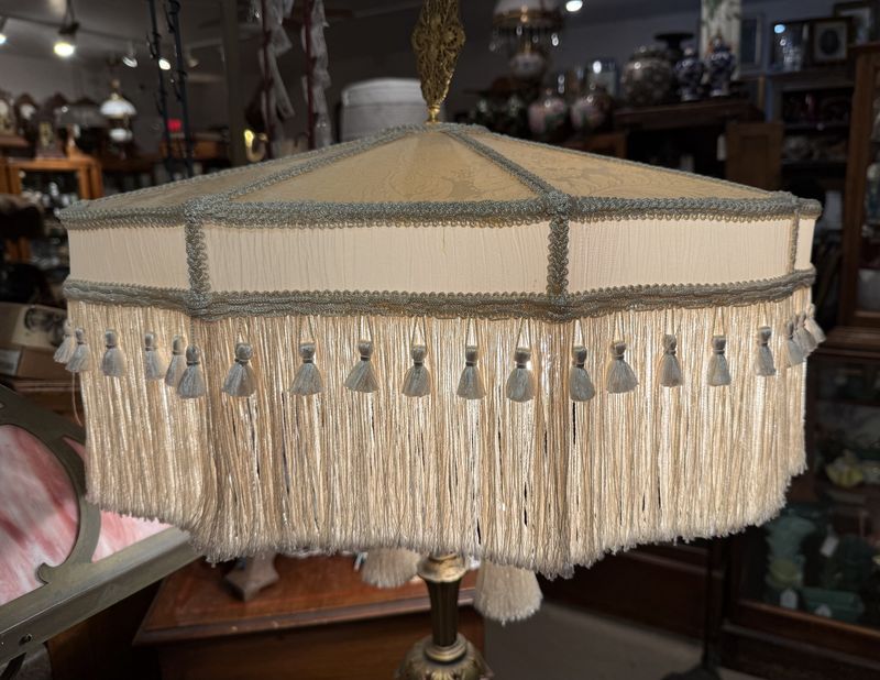 Deco Era Floor Lamp with beautiful Shade, Tassels, and Finial