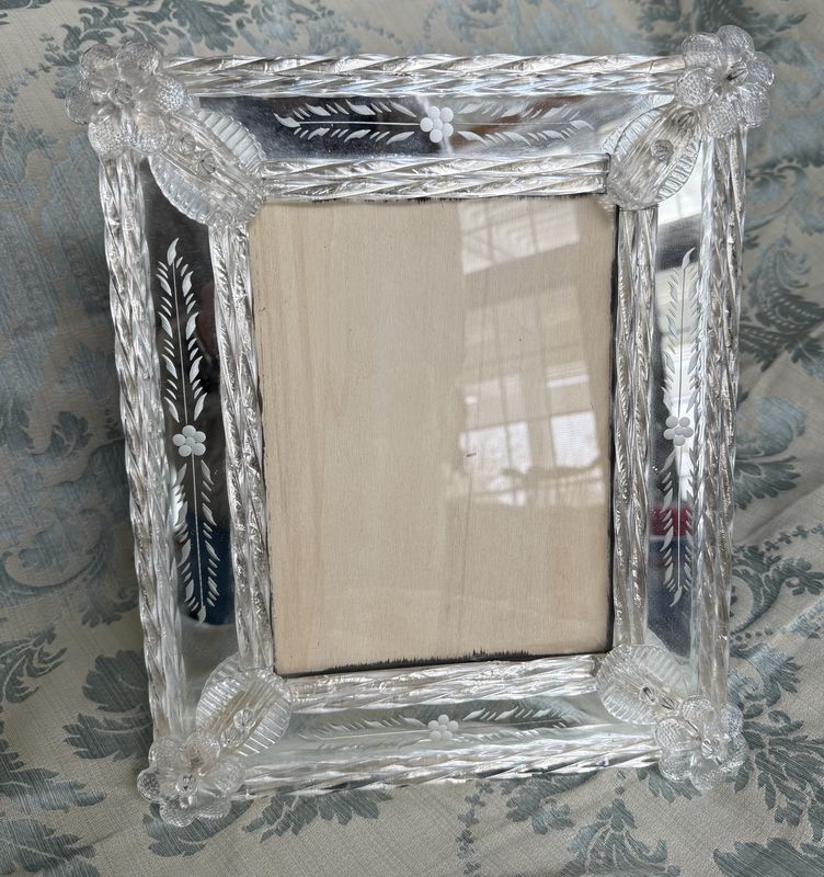 Venetian Murano Art Glass Picture Frame Mirror Vintage, Italy, 1960s