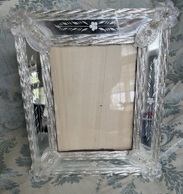 Venetian Murano Art Glass Picture Frame Mirror Vintage, Italy, 1960s