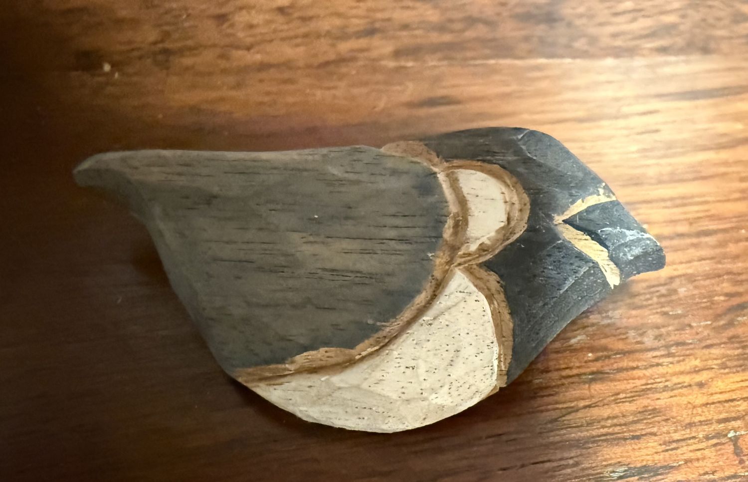 Hand Carved and Painted Chickadee Bird Brooch