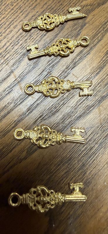 #21 Gold Tone Brass Key Charm EACH