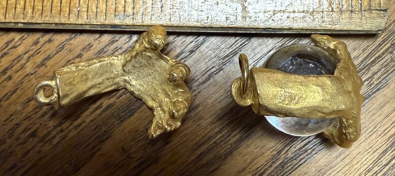 #22 Gold Tone Grasping Hand Charm Pendant EACH 3.99