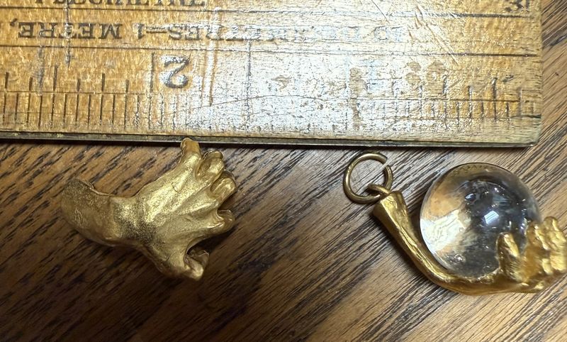 #22 Gold Tone Grasping Hand Charm Pendant EACH 3.99