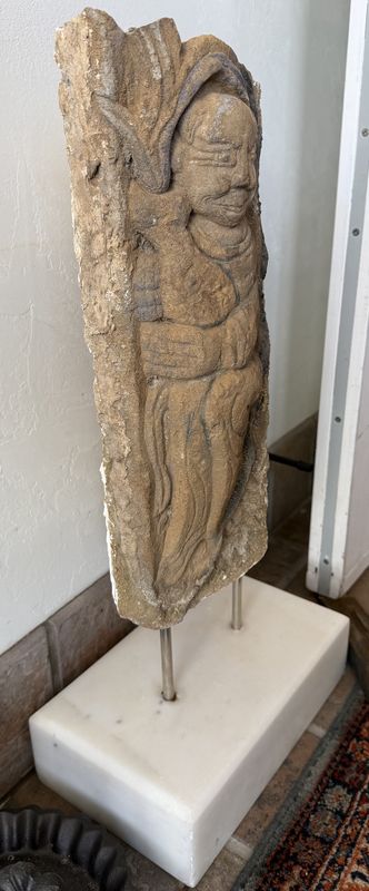 Chinese Carved Stone Architectural Piece on Marble Stand