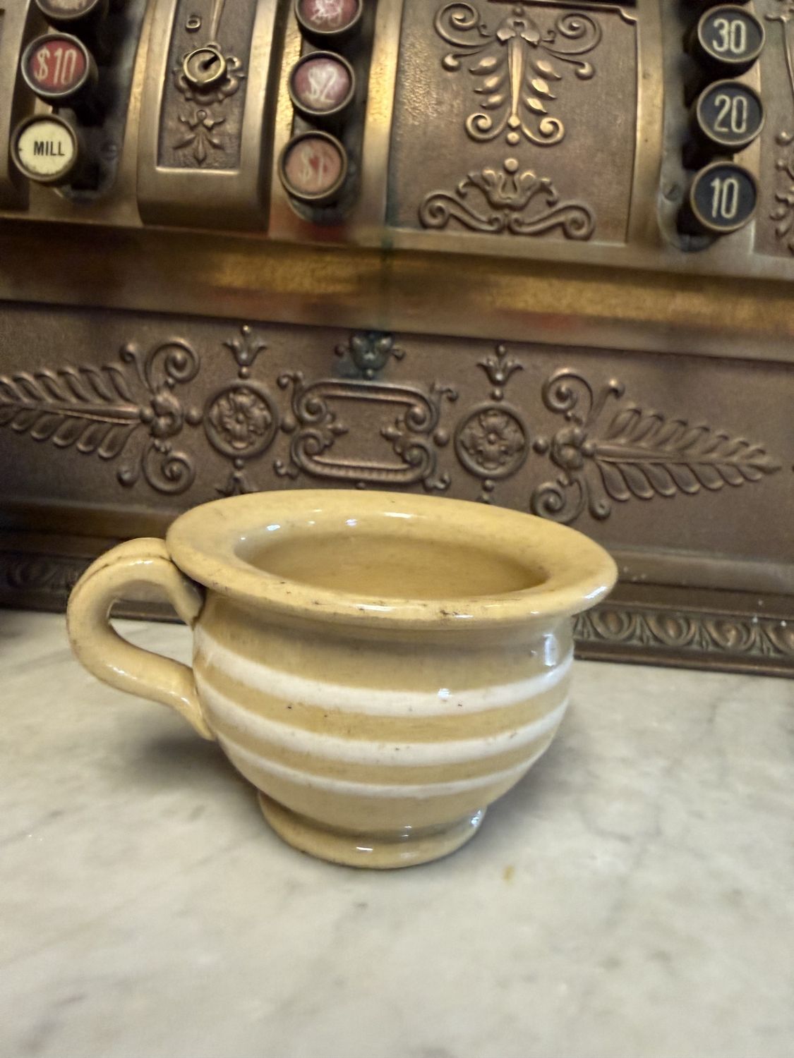 Sweet Miniature Salesperson Sample Yellow-Ware Chamber Pot