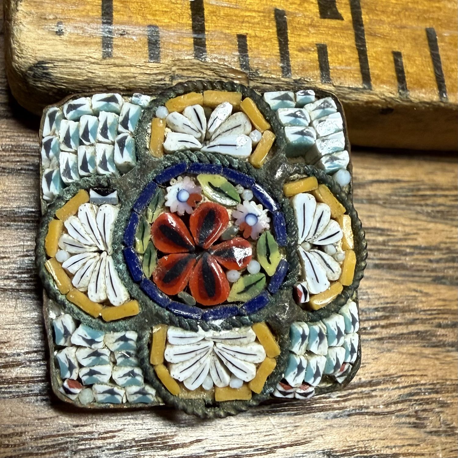 Victorian Micro Mosaic Brooch Scatter Pin Italy