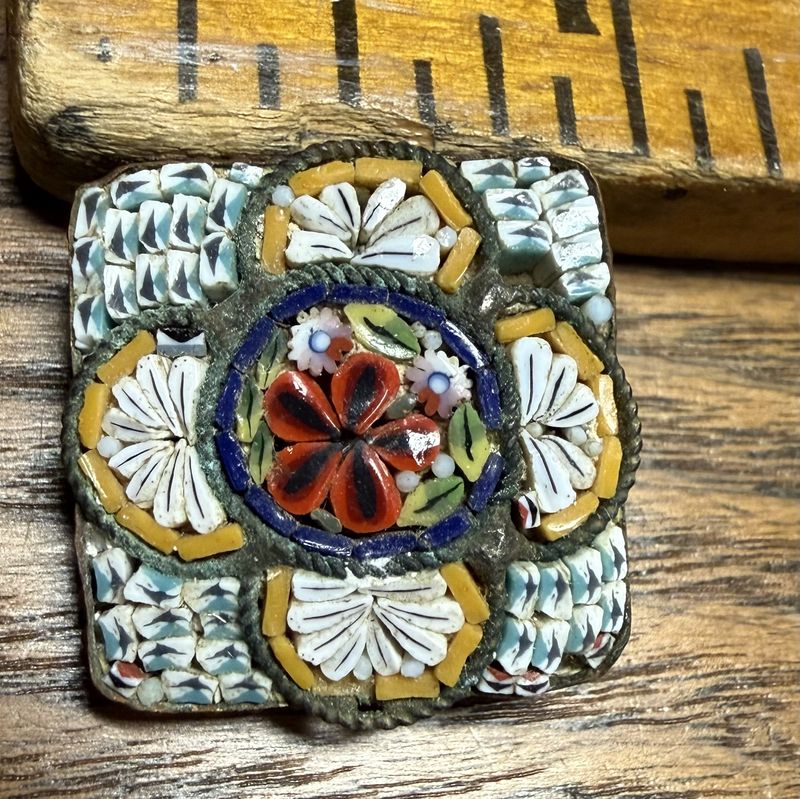 Victorian Micro Mosaic Brooch Scatter Pin Italy