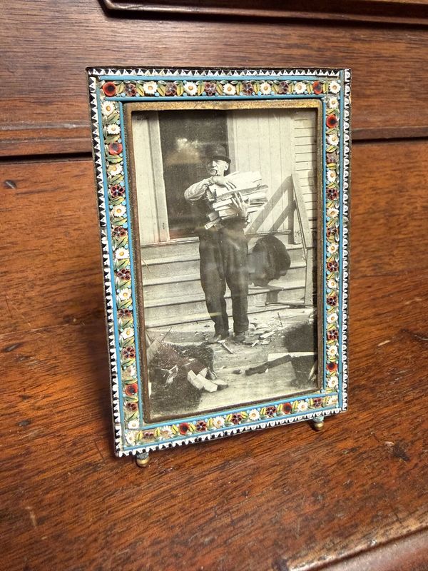 Antique Victorian Mosaic Italy Easel Table Top Frame