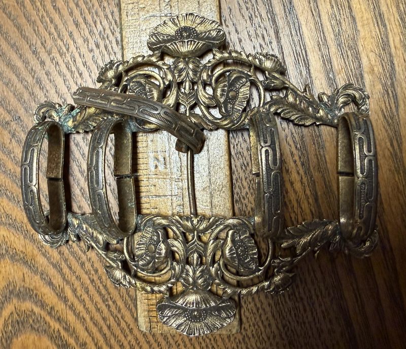 Nouveau Large Stamped Brass Floral belt Buckle