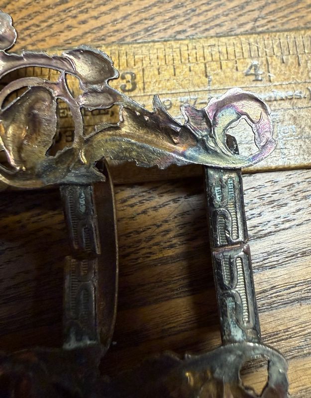 Nouveau Large Stamped Brass Floral belt Buckle