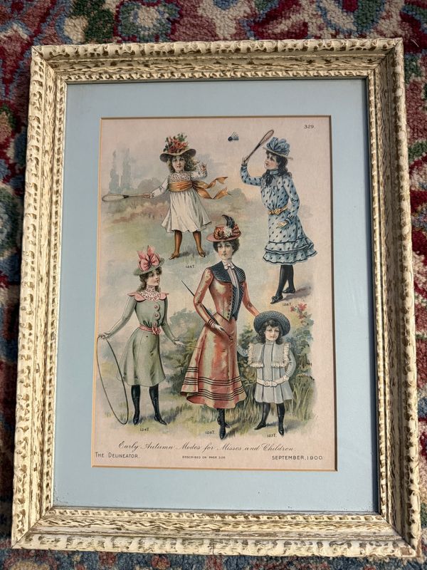 Framed Edwardian Fashion Plate May 1900 Pastels September 1900