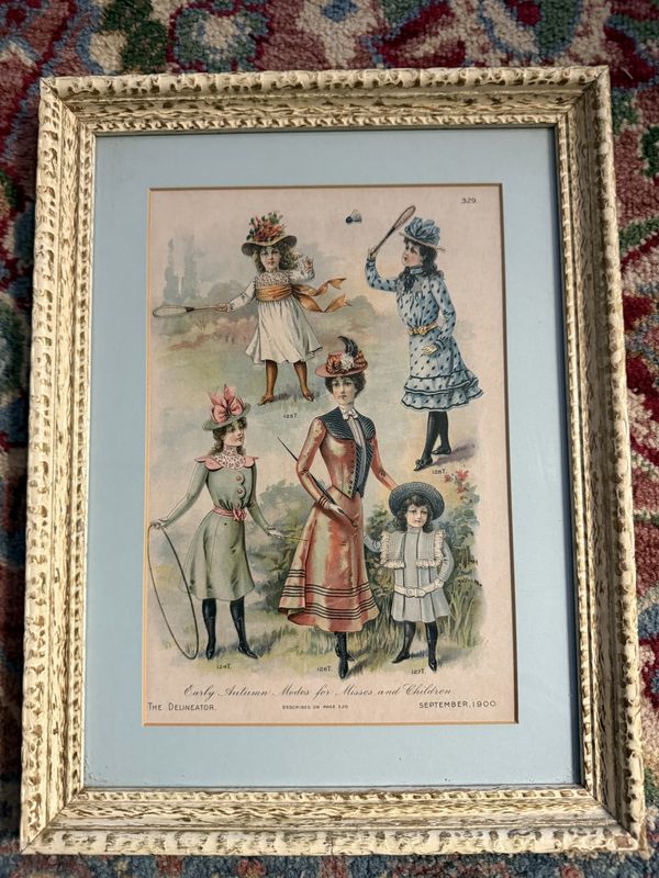 Framed Edwardian Fashion Plate May 1900 Pastels September 1900