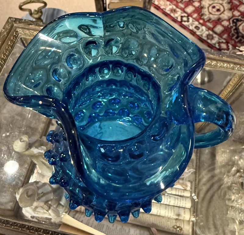 Empoli Hobnail Aqua Blue Glass Pitcher