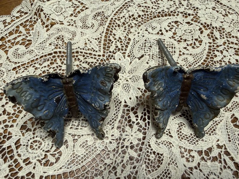 1926 Iron Butterfly Curtain Holders Tie Backs Pair