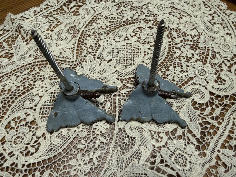 1926 Iron Butterfly Curtain Holders Tie Backs Pair