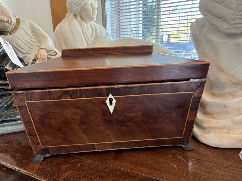 18th Century Tea Box-Georgian Regency Inlaid  Sarcophagus Form