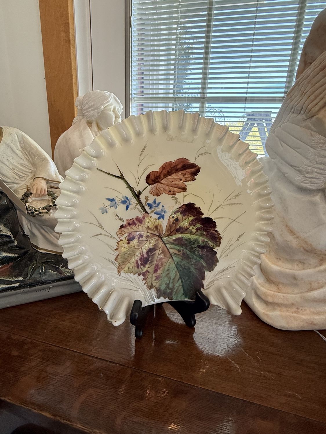 Victorian Bristol Work Glass Barber Basin Shaving Dish Leaves