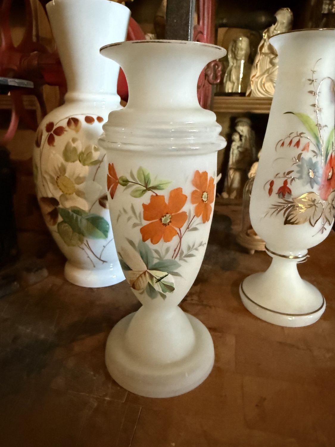 Victorian Bristol Enamel Painted Vases Small Choice