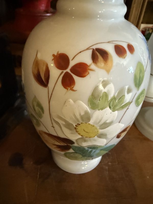 Large Victorian Bristol Glass Enamel Painted Vase
