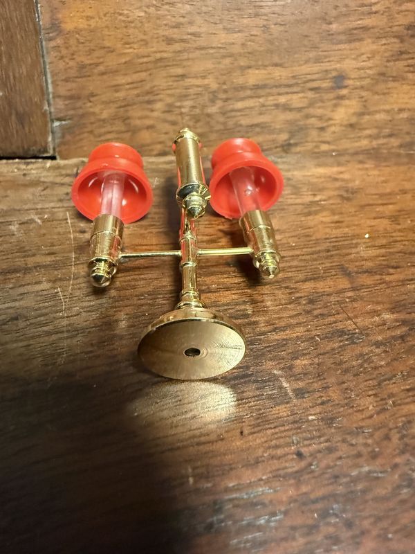 EACH Miniature Dollhouse Desk Lamp metal w/ Red Plastic Shades