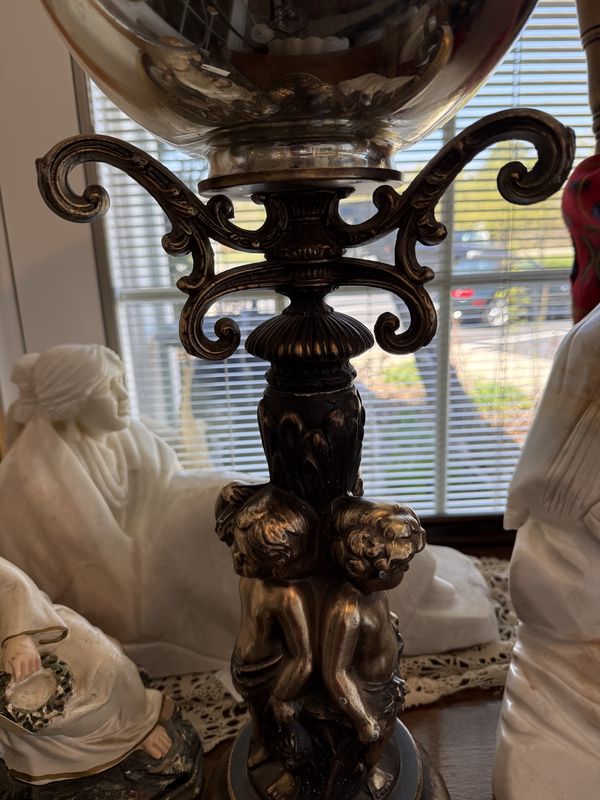 Victorian Gazing Globe on Cupid Stand 27" Tall