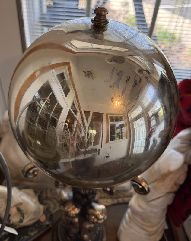 Victorian Gazing Globe on Cupid Stand 27" Tall