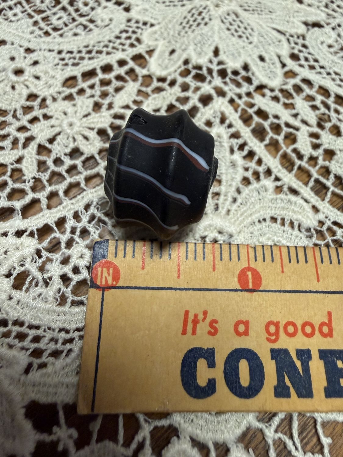 #37 Antique Focal Bead Black Stripes