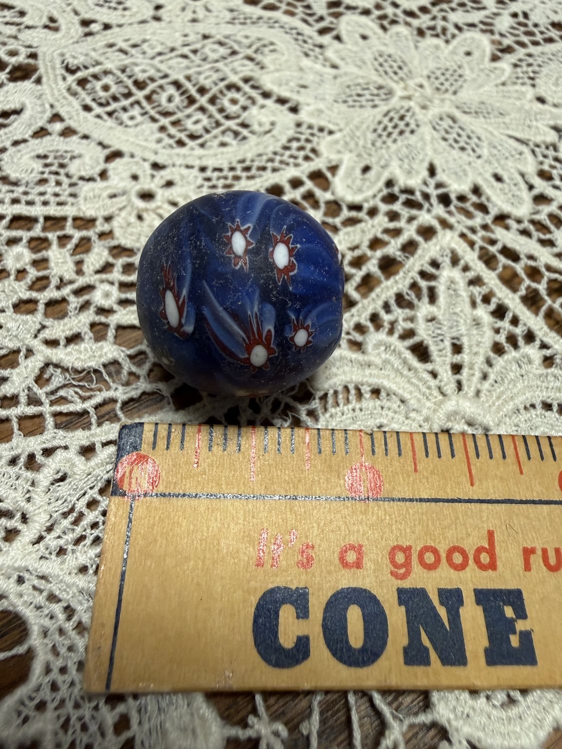 #34 Antique Focal Bead Red White and Blue