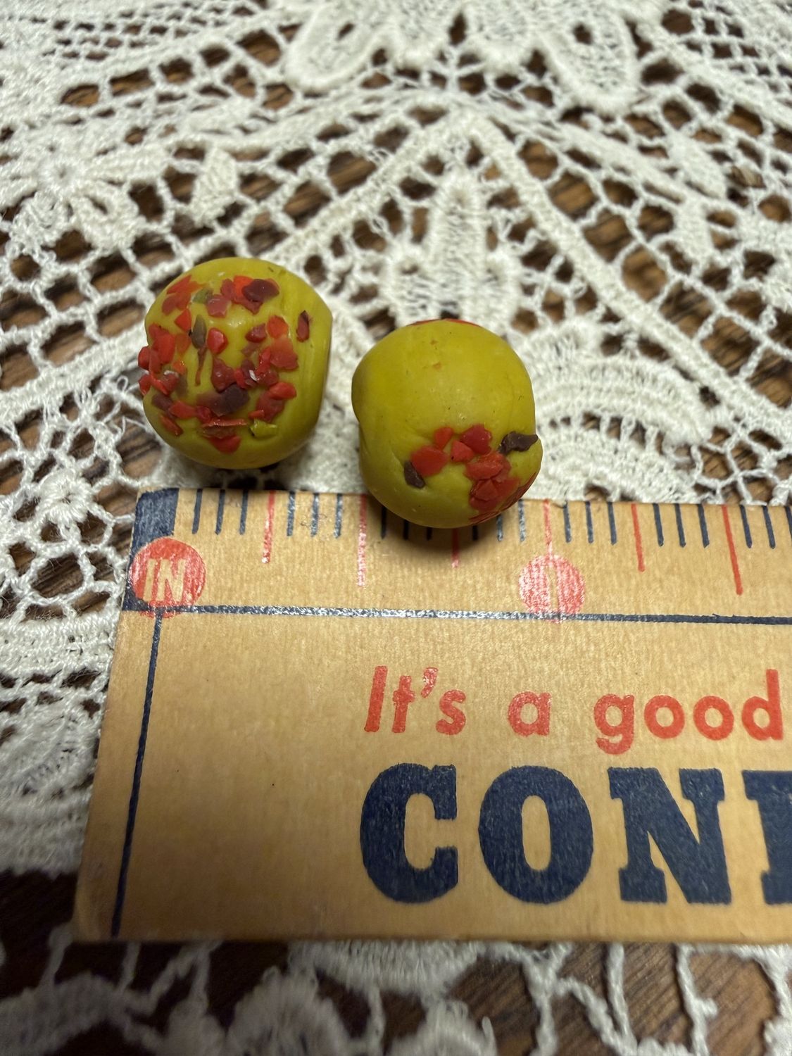 #50 Antique Focal Bead Pair Yellow