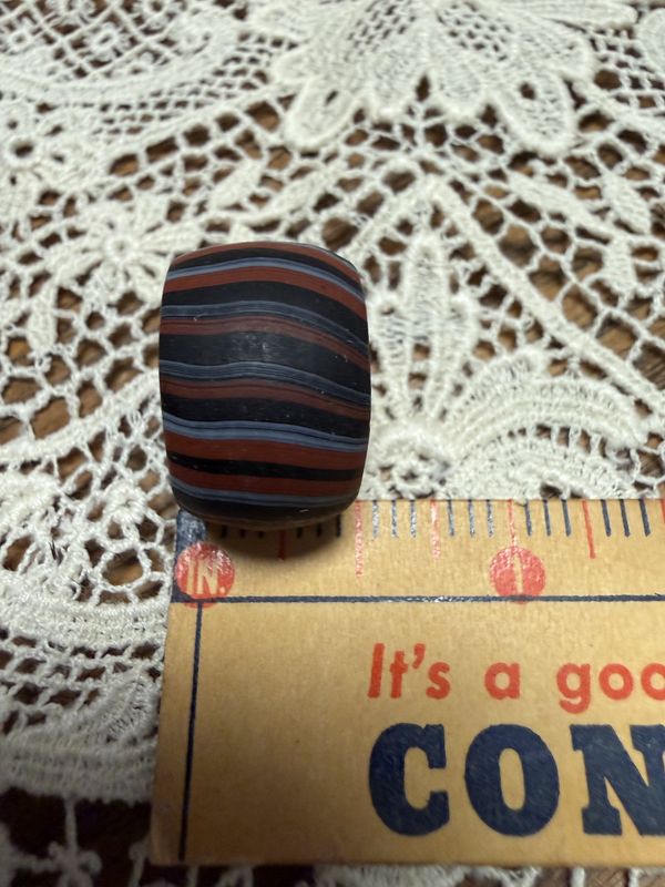#41 Antique Focal Bead Black Stripe