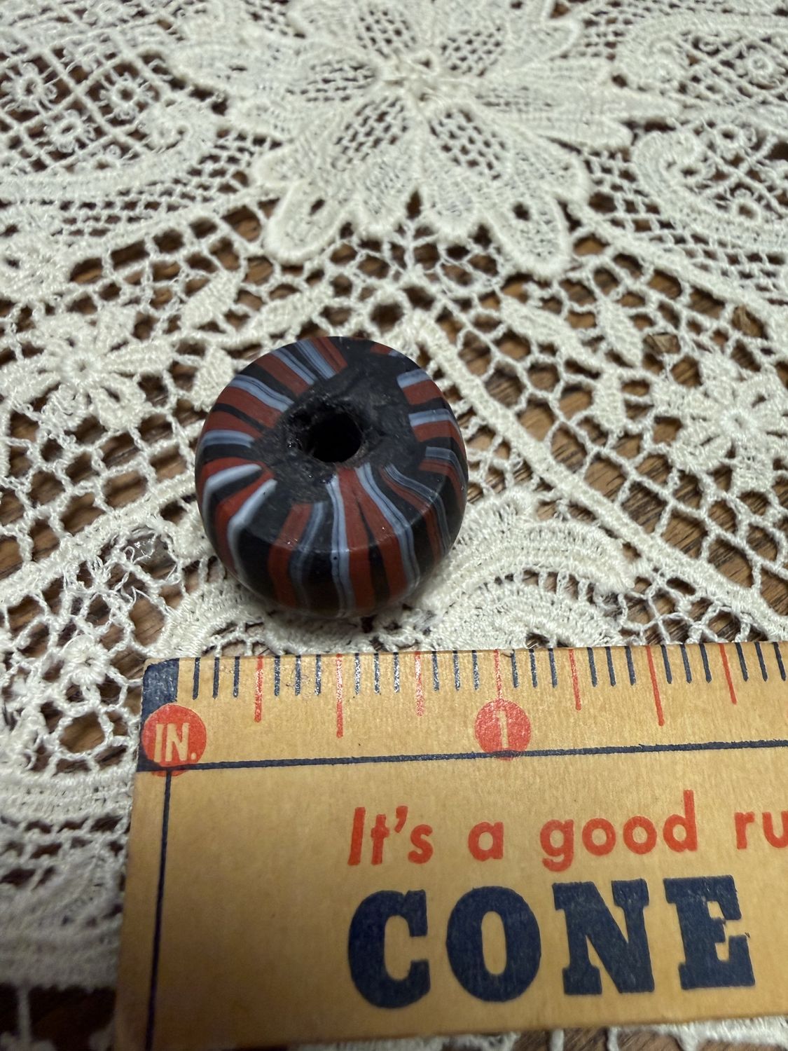 #41 Antique Focal Bead Black Stripe
