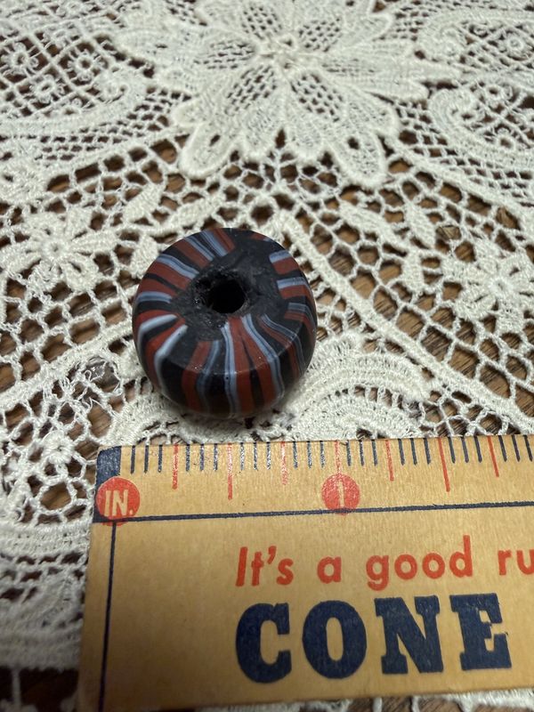#41 Antique Focal Bead Black Stripe