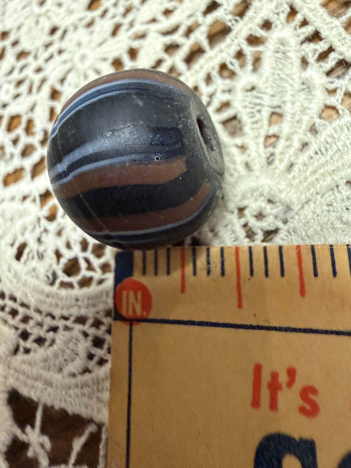 #51 Round Sphere Stripe Antique Focal Bead