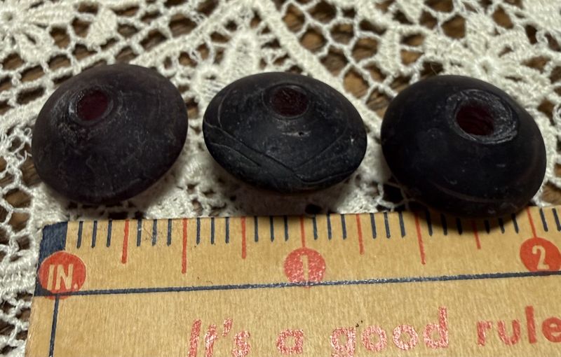 Antique Focal Beads Set of three Amethyst Disks