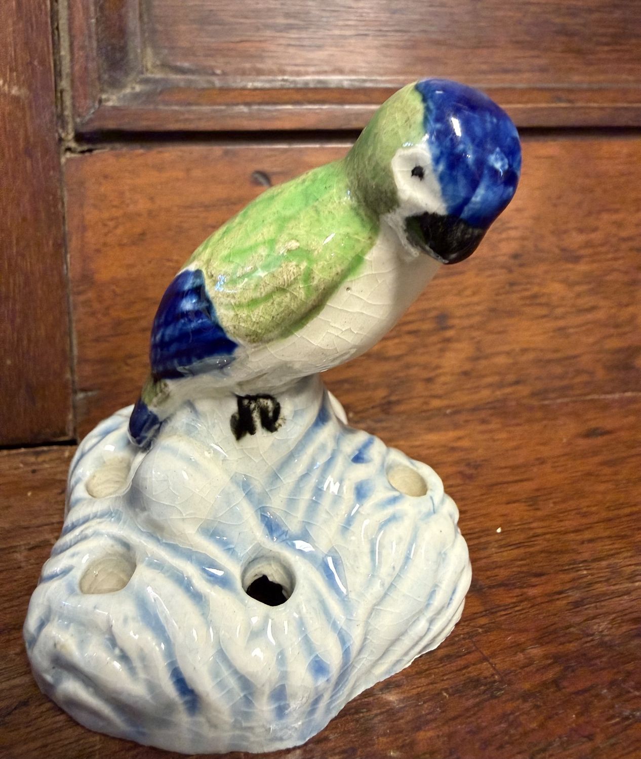 Majolica Bird Flower Frog-Small Size