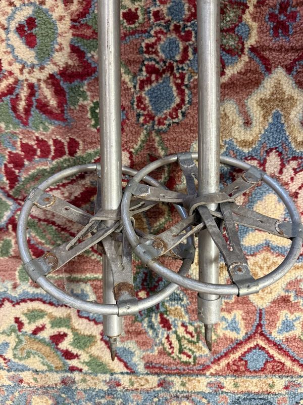Vintage Metal Ski Poles Alcoa TM Canvas Grips 48" Long