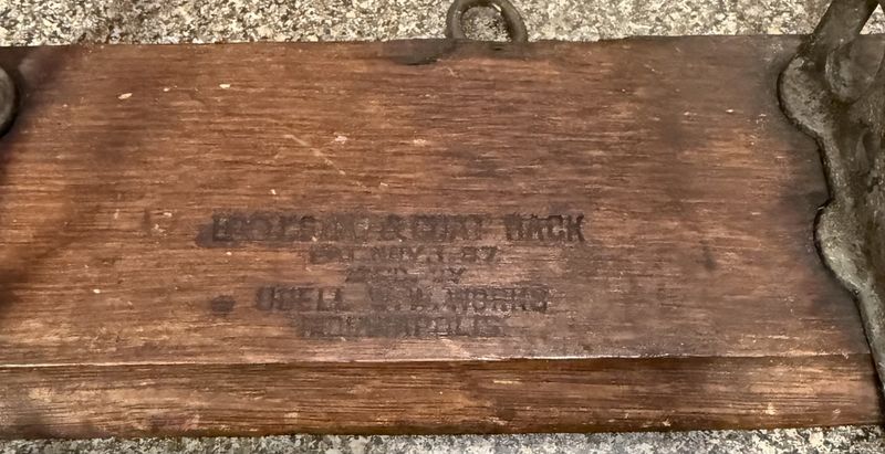 1887 Udell's Oak and Iron Coat &amp; Hat Rack Victorian