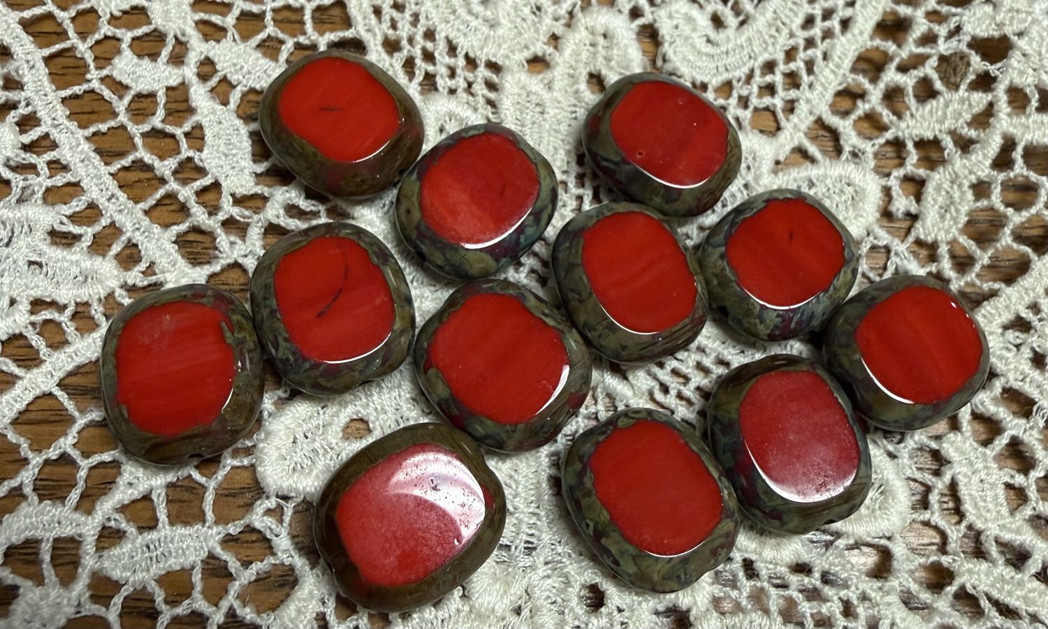 # 60 Red and Olive Beads EACH