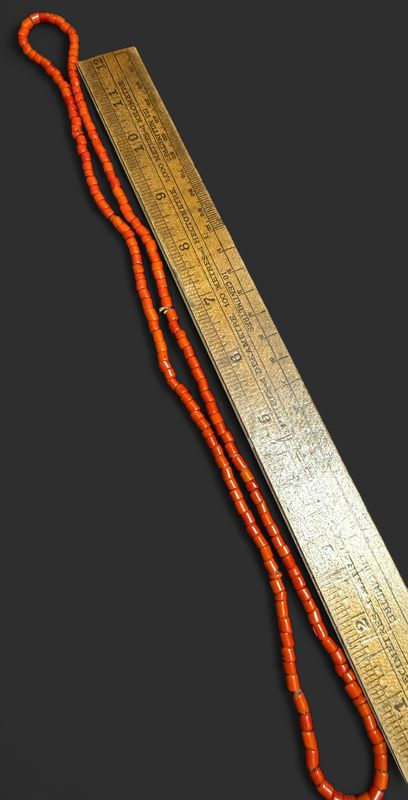 The Real Deal Antique Trade Heishi Encased Glass Bead Strand Coral Color