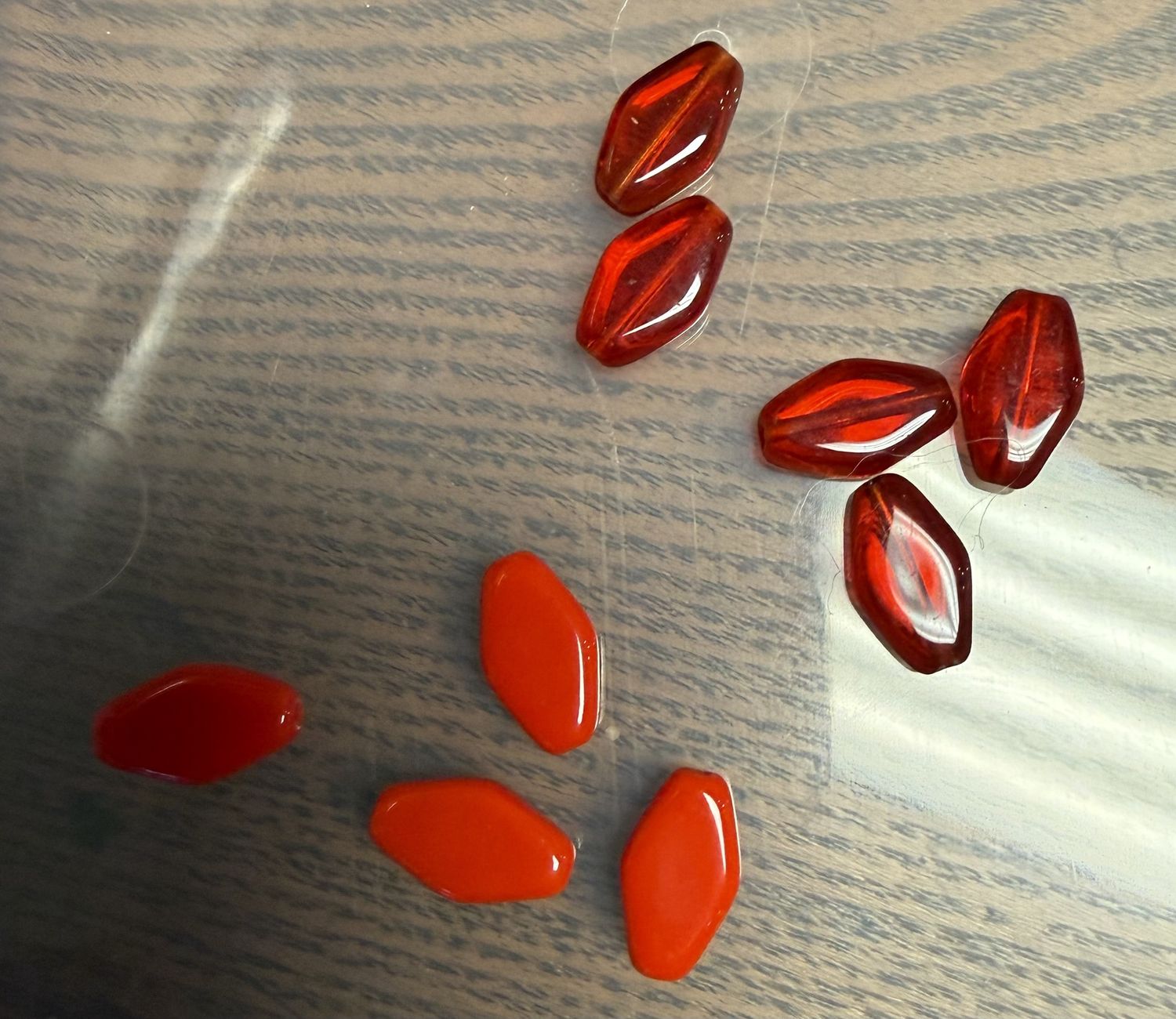 #66 Diamante Red Opaque and Clear beads 8-9 MM EACH