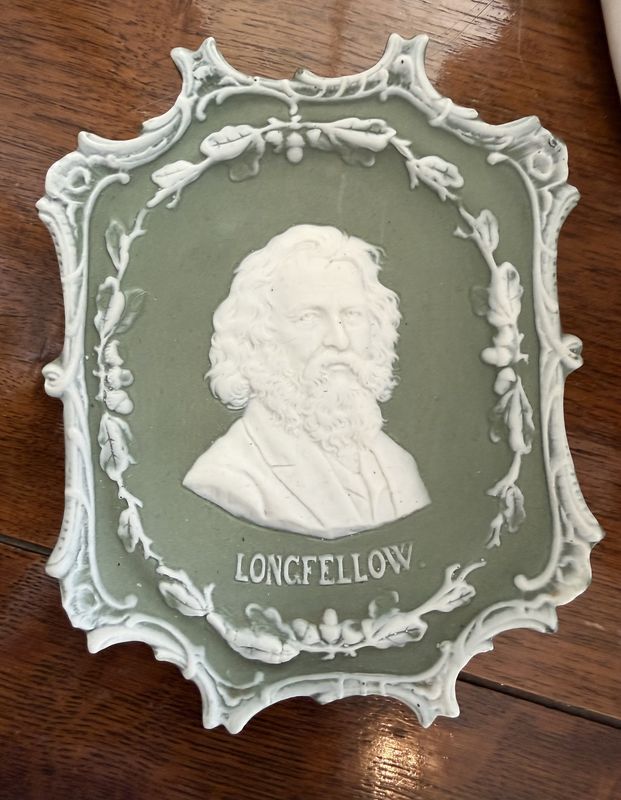 Longfellow Author Green Jasperware Wall Plaque